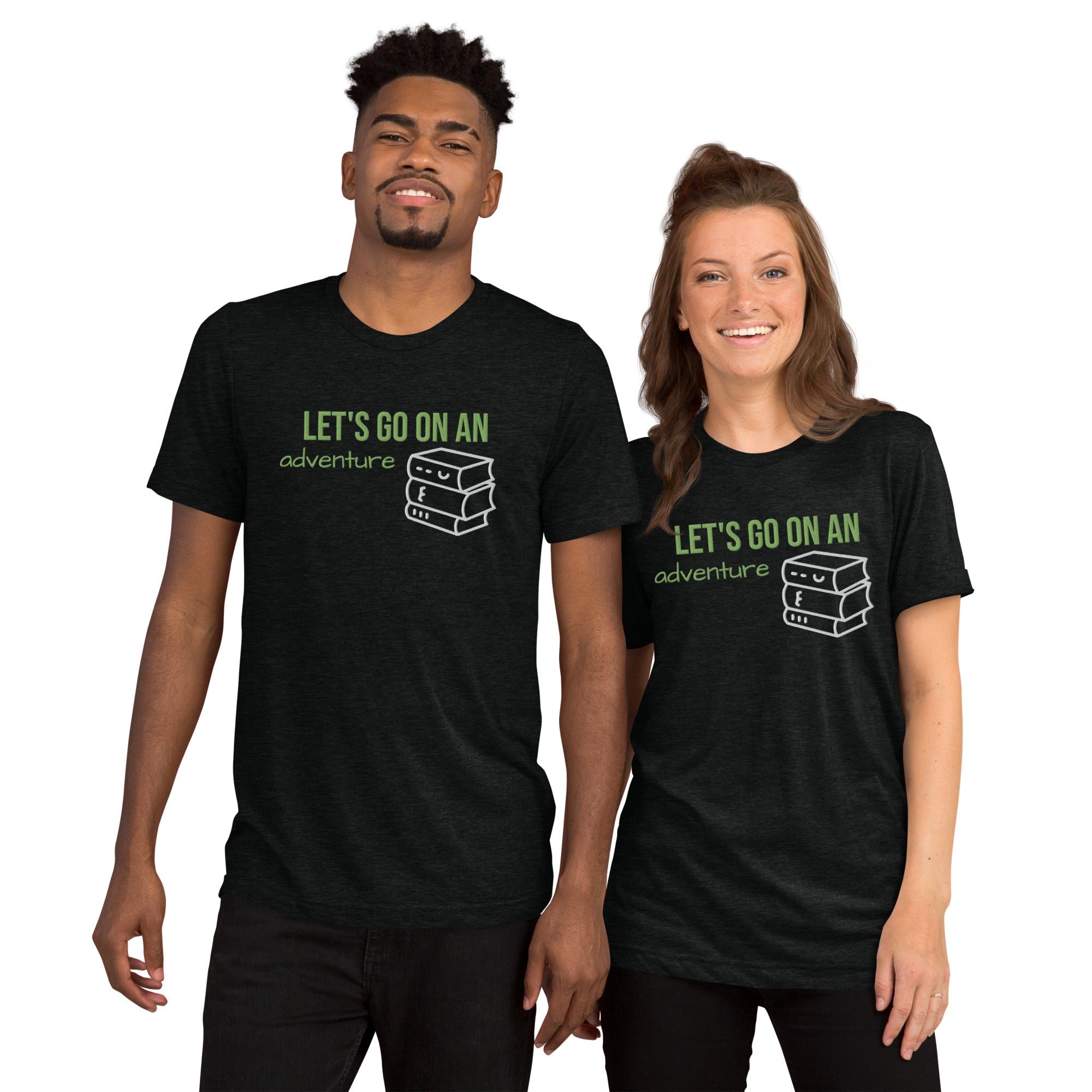Let's Go on an Adventure Embroidered Short Sleeve T-Shirt | Bookish Apparel | SteamyBookworms